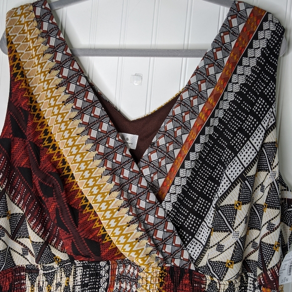 Dress Barn Boho Geo Shark Bite Hem Dress - Picture 6 of 8